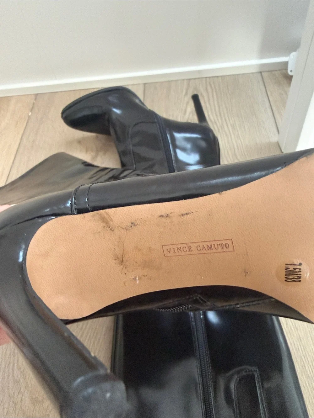 Vince Camuto Black Patent Over-the-Knee Stiletto Boots
